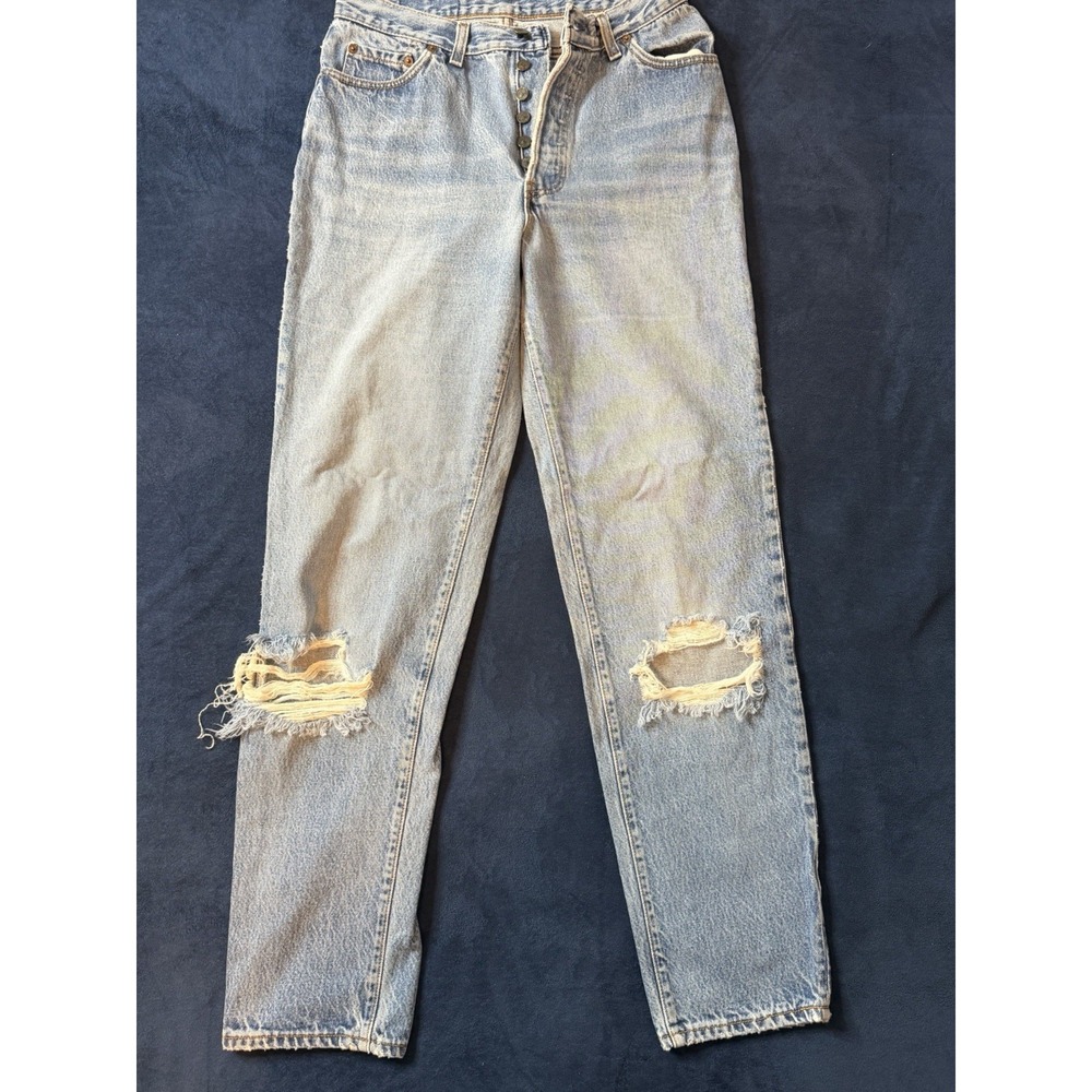 Vtg Levis 501 XX Made In USA Jeans 29x31 Tapered Ripped Light Wash Distressed